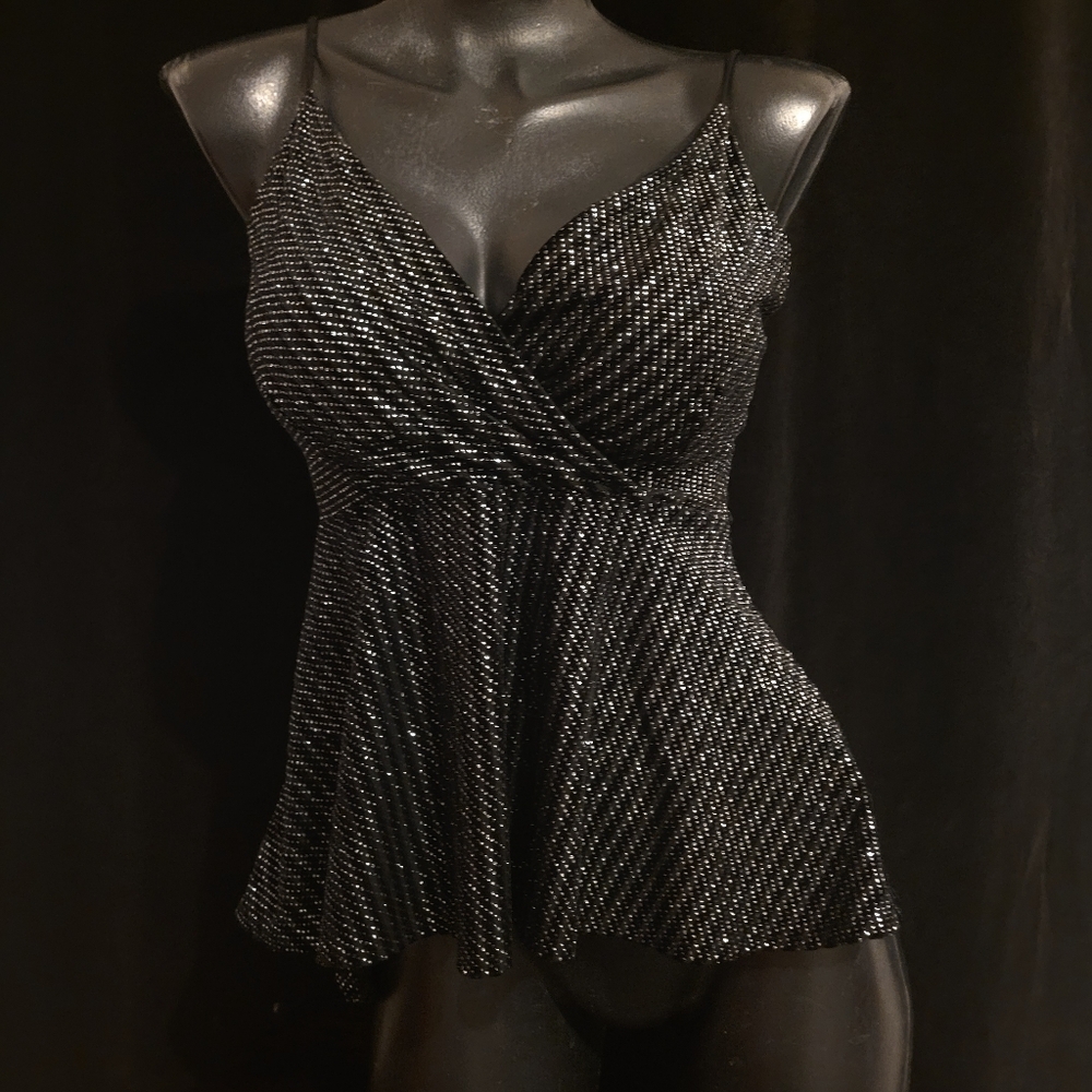 Sparkling Black Sleeveless Top